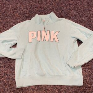 PINK Victoria's Secret Light Blue Half-Zip Sweatshirt
